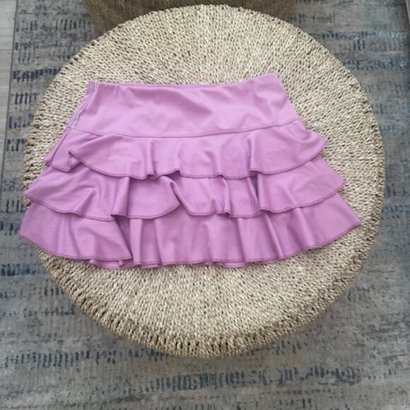 Womens Pink Tiered Lucky in Love  Tennis Skirt, S - Picture 4 of 8